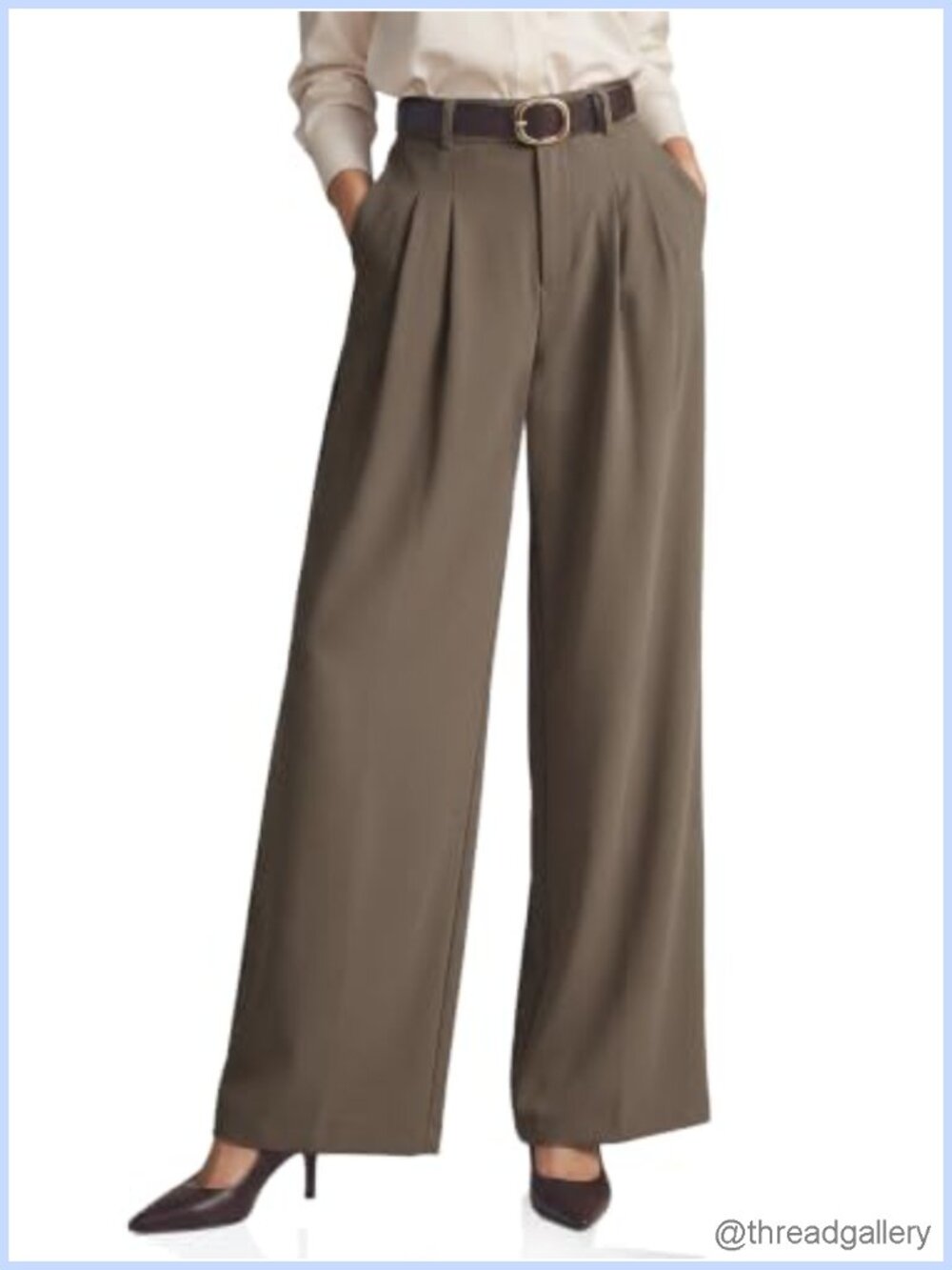 Wide Leg Dress Pants High Waisted Pleated Business Trousers